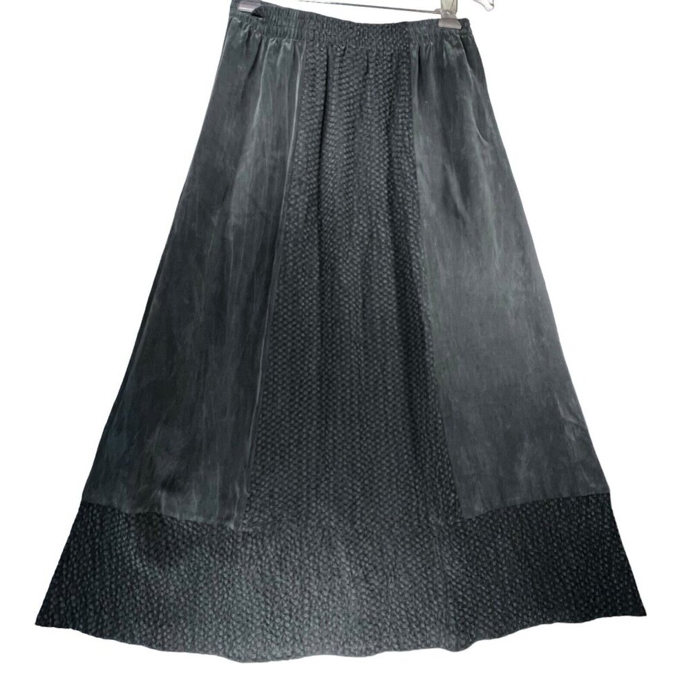 Vtg Wild Rose Midi Maxi Skirt Set 2 piece Womens 14 Gray Boho Rayon Textured USA - Picture 9 of 16
